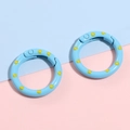 Light blue 25mm alloy spring rings with yellow polka dots for DIY keychains - 25mm (1 Piece) / Blue