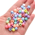 Mixed macaron color acrylic beads in cylinder shape for DIY jewelry and phone chains - Approx. 8mm (Hole Approx. 3.8mm) - 100 Pieces/Pack / Random Mixed Colors