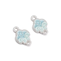 Blue and mint green enamel cloud pattern charms in silver finish for DIY jewelry - Small Butterfly Pearlescent Double Loop Blue