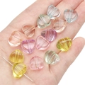 Handheld view of colorful heart-shaped transparent acrylic beads for DIY jewelry making - 20Pcs/Pack / Heart (Transparent Glossy)