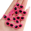 Eight pieces of mini pink cat-eye acrylic doll sunglasses for creative DIY handmade crafts - Round Style / 29x12mm (10 Pieces/Pack) / Rose Red