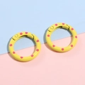 Pair of yellow and pink polka dot alloy spring O-rings for DIY keychain accessories - Yellow