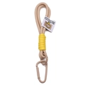 Cordon tissé beige multifonction avec détails jaunes et un crochet en métal assorti - 19cm / Café Clair