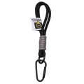 Porte-clés tressé noir avec mousqueton métallique et étiquette blanche de style - 19cm / Noir