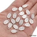 Silver alloy oval pendants with Lucky Blessing Chinese characters for DIY bracelets - 13x7mm