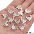 Silver hollow flower jewelry connector 14x14mm for DIY bracelet making accessories - 14x14mm