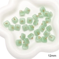Ciondolo quadrato 12mm in finta giada verde chiaro con anello dorato per gioielli DIY - Quadrato Piatto Verde Chiaro