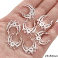 Silver alloy crescent moon filigree pendants 21x18mm for DIY jewelry making - 21x18mm