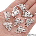 Silver alloy lotus flower curved tube jewelry connector beads for DIY bracelets 25x17mm - 25x17mm