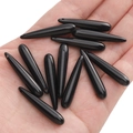 Perline lunghe a goccia in resina nera lucida per creazione di gioielli e artigianato - 6x33mm (Confezione da 5) / Nero