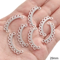 Silver alloy curved tube beads for DIY bracelet, 29mm rope texture jewelry connectors - 29mm