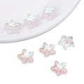 DIY colorful gradient cherry blossom flower beads in AB rainbow finish for jewelry making - Pointed Petal Flower Style / 10 Pieces/Pack (13x12mm) / Pointed Flower White AB