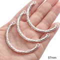 57mm silver curved alloy tube bead with vintage relief patterns for DIY jewelry making - 57mm