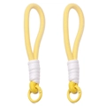 Handmade bright yellow braided rope keychain with high density weave and round metal clasp - Yellow