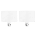Two white universal phone lanyard patches with durable metal eyelets for phone cases - 5.5x5.7cm / Clear