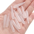 Perle a goccia d'acqua in resina opaca rosa e bianca per collane e orecchini fai-da-te - 6x33mm (Confezione da 5) / Bianco