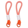 Pink and orange polyester woven lanyard keychain with sturdy round metal alloy ring - Orange Red