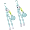 Portachiavi in nylon intrecciato azzurro con dettaglio verde e ciondolo smiley - Azzurro