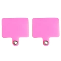 Two pink translucent silicone phone tether tabs with silver metal ring for phone cases - 5.5x5.7cm / Deep Pink