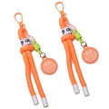 Set di due portachiavi arancioni in nylon intrecciato con ciondoli a sorriso e ganci - Arancione
