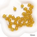 Ciondolo perla giada gialla 10mm con calotta d'argento per creazione gioielli - Lanterna Giallo