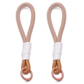 Pair of light pink woven lanyard keychains with white cord wrap and metal spring buckles - Diameter approx. 25mm, Total length approx. 16cm (1pc/Pack) / Brown