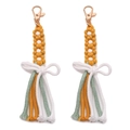Set di portachiavi fatti a mano con margherita intrecciata e nappe colorate - Fiore Giallo Zenzero / Giallo Zenzero