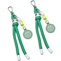 Portachiavi in nylon intrecciato verde con moschettone e ciondolo carino a forma di smiley - Verde