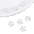 Translucent white iridescent flower beads with aurora coating for DIY jewelry making - Cherry Blossom Style / 10 Pieces/Pack (11mm) / Cherry Blossom Imported Color