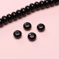 Polished black glass rondelle beads for DIY jewelry and handmade bracelets - Black