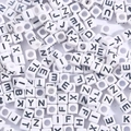 DIY 6x6mm acrylic square alphabet letter beads with antique silver print for jewelry - Alphabet White with Black