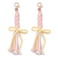 Set portachiavi a margherita e fiocco intrecciati a mano in corda di cotone rosa - Rosa Viola
