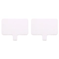 Two white T-shaped velvet fabric phone lanyard patches for secure strap attachment - Approx. 6x6.5cm / White
