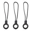 Set de 3 cordones minimalistas de nailon negro con anillos de acrílico mate para móvil - 7cm (Diámetro del anillo aprox. 14mm) / 2 Piezas/Juego / Negro