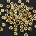 4x7mm golden acrylic round alphabet bead with black letter A for DIY jewelry making - 4x7mm Hole approx 1mm Gold with Black Letter (50 Pieces/Pack) / Letter A
