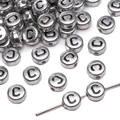Silver round acrylic letter beads with black letter C for DIY jewelry making - 4x7mm (50 Pieces/Pack) / Letter C