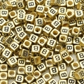 Golden 6x6mm acrylic square letter B beads for DIY jewelry and necklace making - Letter B / 6x6mm (50 Pieces/Pack)