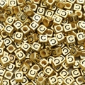 6mm gold square acrylic alphabet beads with black letter C for DIY jewelry making - Letter C / 6x6mm (50 Pieces/Pack)