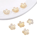 Perles de cerisier en verre translucide avec centre doré pour création de bijoux - Fleur de Cerisier Or Champagne