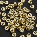4x7mm gold acrylic bead with black letter H for DIY jewelry making and necklaces - 4x7mm Hole approx 1mm Gold with Black Letter (50 Pieces/Pack) / Letter H