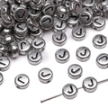 Silver acrylic alphabet bead with black letter J for DIY handmade jewelry and necklaces - 4x7mm (50 Pieces/Pack) / Letter J