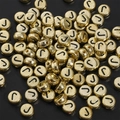Golden 4x7mm acrylic letter J beads for DIY handmade jewelry necklace making - 4x7mm Hole approx 1mm Gold with Black Letter (50 Pieces/Pack) / Letter J