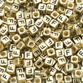 6mm golden square acrylic alphabet beads with black letter F for DIY jewelry making - Letter F / 6x6mm (50 Pieces/Pack)