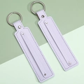 Light purple leather keychain strap with silver metal ring for DIY bag charms - Light Purple