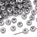4x7mm silver acrylic letter K beads for DIY handmade jewelry and necklace making - 4x7mm (50 Pieces/Pack) / Letter K