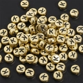 DIY 4x7mm acrylic gold letter K flat round spacer beads with black engraving for jewelry - 4x7mm Hole approx 1mm Gold with Black Letter (50 Pieces/Pack) / Letter K