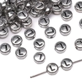 Silver 4x7mm acrylic letter L round flat beads for DIY handmade jewelry and necklaces - 4x7mm (50 Pieces/Pack) / Letter L