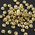 4x7mm gold acrylic beads with black letter L for DIY jewelry making and necklaces - 4x7mm Hole approx 1mm Gold with Black Letter (50 Pieces/Pack) / Letter L