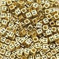 6x6mm square acrylic letter H spacer bead in metallic gold finish for DIY jewelry - Letter H / 6x6mm (50 Pieces/Pack)