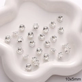 Silver flower-shaped DIY alloy jewelry spacer caps 10x5mm for bracelet making - 10x5mm / Double-Sided Lotus Style 4